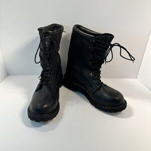 ROCKY Black Leather Combat Boots 9.5 M Work Boots Steel Toe